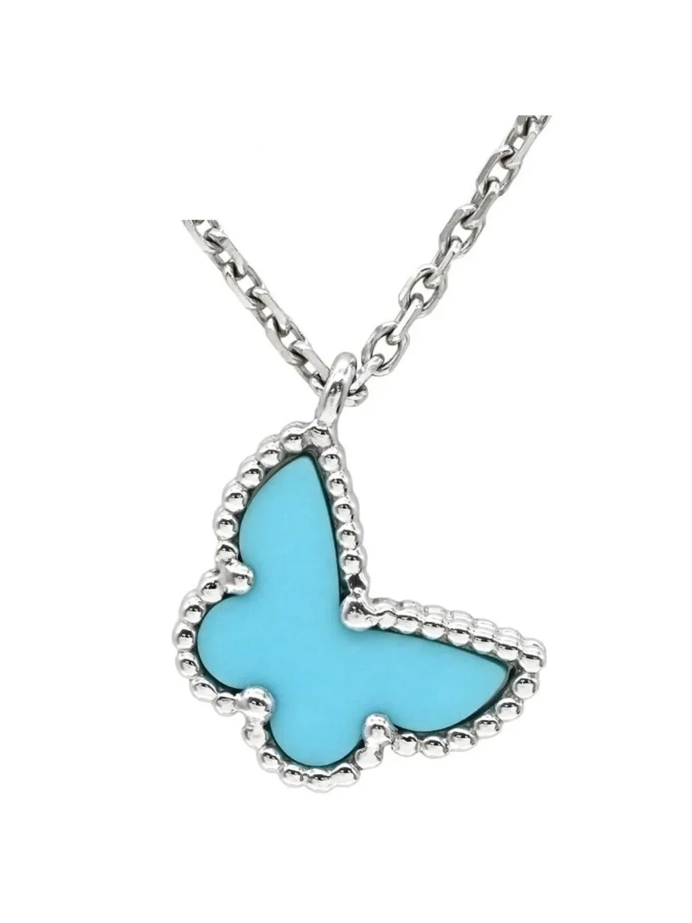 Van Cleef & Arpels Necklace Sweet Alhambra Papillon Blue White Gold 18k WG